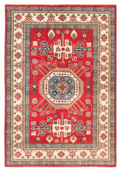 Bordered  Traditional Red Area rug 6x9 Afghan Hand-knotted 360426