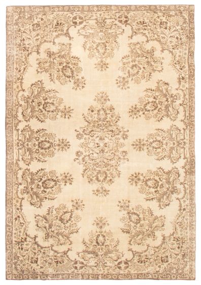Traditional  Vintage Ivory Area rug 6x9 Turkish Hand-knotted 366716