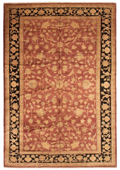 Bordered  Traditional Red Area rug Unique Afghan Hand-knotted 370050