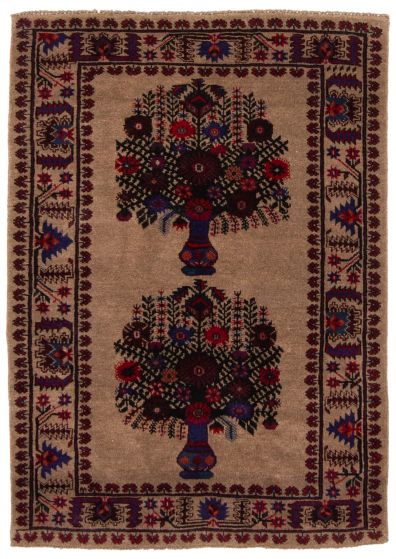 Bordered  Tribal Brown Area rug 3x5 Afghan Hand-knotted 372681