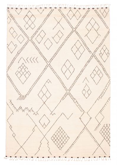 Moroccan  Tribal Ivory Area rug 9x12 Pakistani Hand-knotted 381751