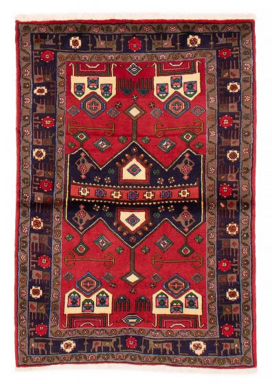 Bordered  Tribal Red Area rug 3x5 Persian Hand-knotted 383948