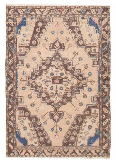 Vintage Ivory Area rug 3x5 Turkish Hand-knotted 392162