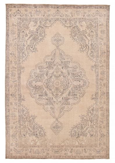 Vintage/Distressed Yellow Area rug 6x9 Turkish Hand-knotted 392495