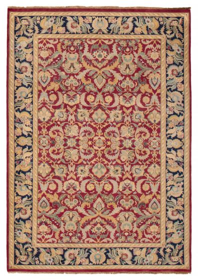 Floral  Transitional Red Area rug 5x8 Indian Hand-knotted 392568