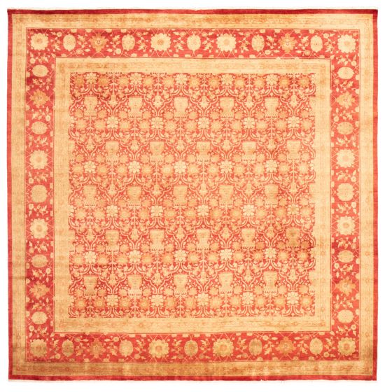 Traditional Red Area rug Square Pakistani Hand-knotted 368280