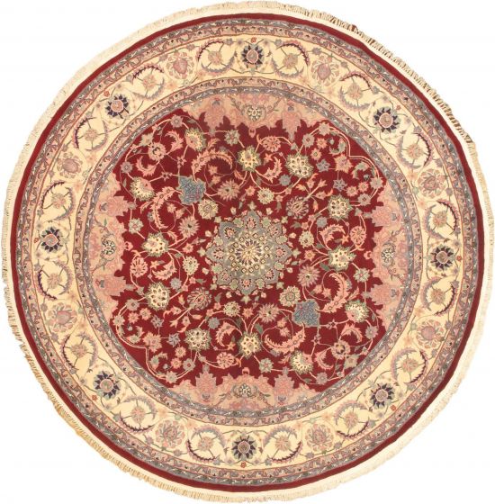 Traditional Red Area rug Round Chinese Hand-knotted 50159
