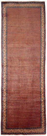 Vintage Brown Runner rug 11-ft-runner Persian Hand-knotted 235617