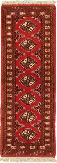 Bordered  Tribal Brown Runner rug 6-ft-runner Turkmenistan Hand-knotted 334875