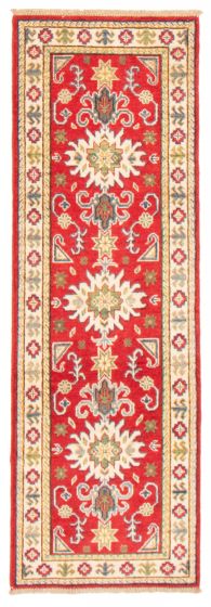 Bordered  Traditional Red Runner rug 6-ft-runner Afghan Hand-knotted 359446