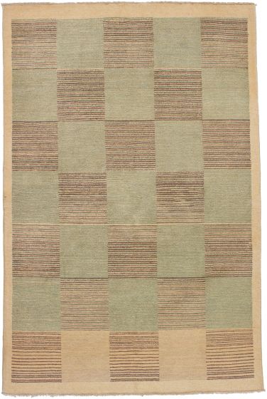 Casual  Transitional Green Area rug 5x8 Afghan Hand-knotted 272723
