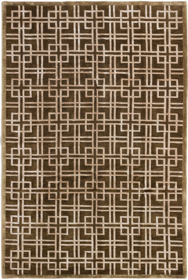 Carved  Transitional Brown Area rug 5x8 Nepal Hand-knotted 284462