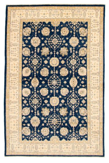 Bordered  Traditional Blue Area rug 5x8 Afghan Hand-knotted 331380