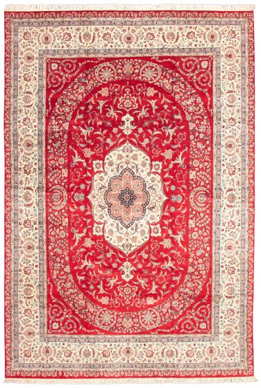 Bordered  Traditional Red Area rug Unique Pakistani Hand-knotted 339170