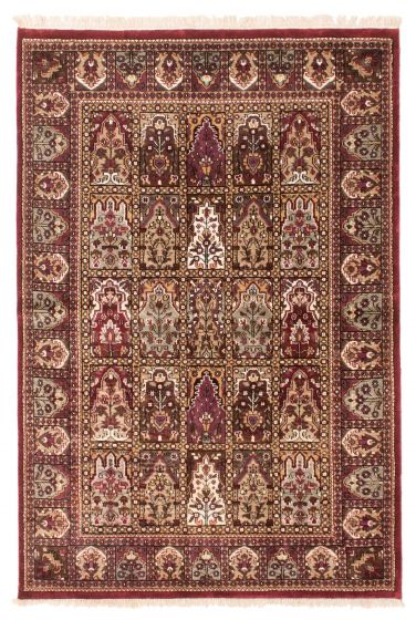 Bordered  Traditional Pink Area rug 4x6 Indian Hand-knotted 348934