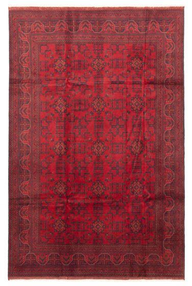 Bordered  Traditional Red Area rug 6x9 Afghan Hand-knotted 361554