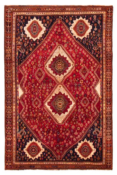 Bordered  Traditional Red Area rug 6x9 Turkish Hand-knotted 369180