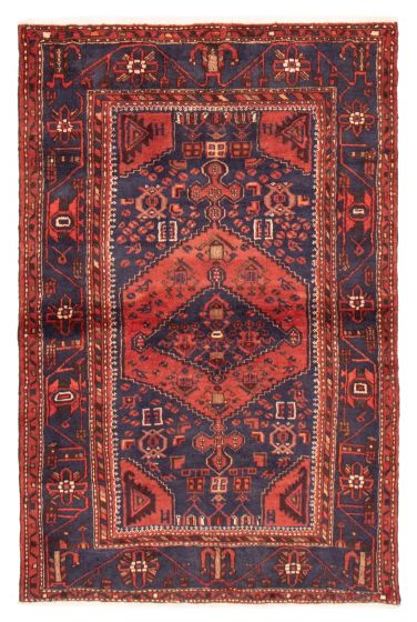 Bordered  Traditional Blue Area rug 4x6 Persian Hand-knotted 371824