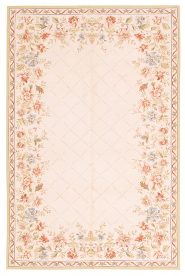 Flat-weaves & Kilims  Transitional Ivory Area rug 5x8 Chinese Flat-Weave 375341