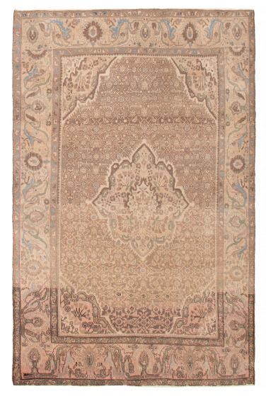 Vintage/Distressed Brown Area rug 6x9 Turkish Hand-knotted 392490