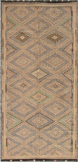 Bordered  Tribal Grey Area rug Unique Turkish Flat-Weave 292900