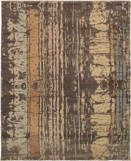 Casual  Contemporary Grey Area rug 6x9 Indian Hand-knotted 271836