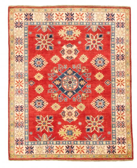 Bordered  Traditional Red Area rug 4x6 Afghan Hand-knotted 329107