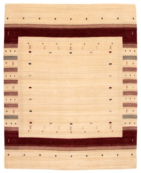 Gabbeh  Tribal Ivory Area rug 6x9 Indian Hand-knotted 349759