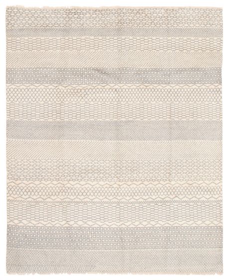 Casual  Tribal Ivory Area rug 6x9 Indian Hand-knotted 359107