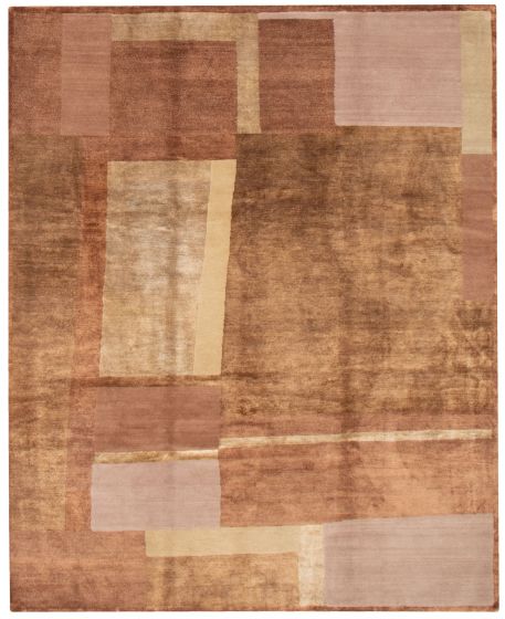 Modern Brown Area rug 6x9 Nepal Hand-knotted 375017