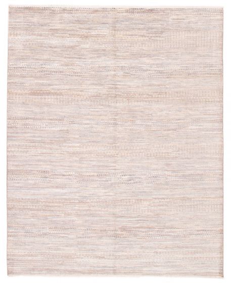 Transitional Ivory Area rug 6x9 Indian Hand-knotted 377101