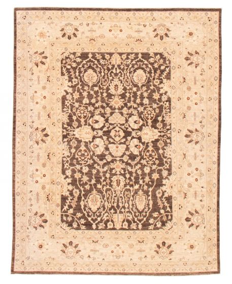 Bordered  Traditional Brown Area rug 6x9 Afghan Hand-knotted 379340