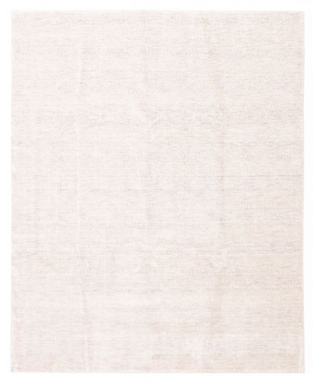 Transitional Ivory Area rug 9x12 Indian Hand Loomed 388201