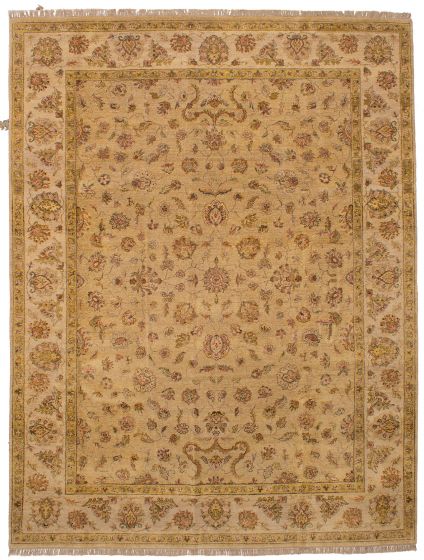 Bohemian  Southwestern Ivory Area rug 9x12 Indian Hand-knotted 253473