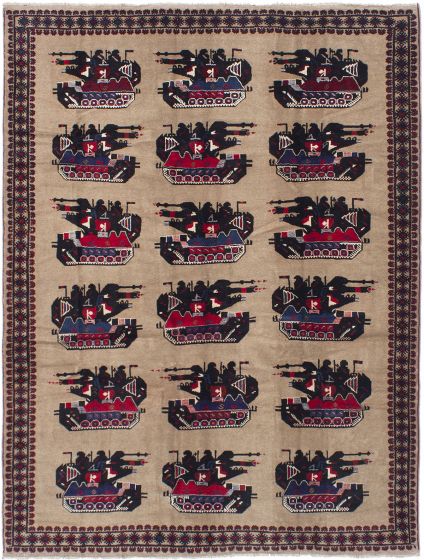 Bordered  Tribal Brown Area rug 6x9 Afghan Hand-knotted 285855