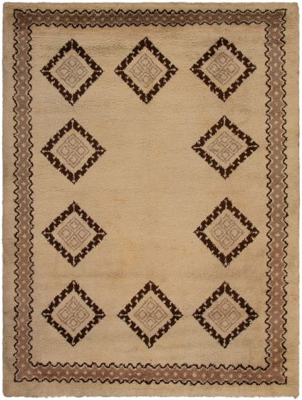 Bordered  Transitional Ivory Area rug 8x10 Indian Hand-knotted 289923