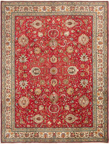 Bordered  Traditional Red Area rug 9x12 Persian Hand-knotted 307596