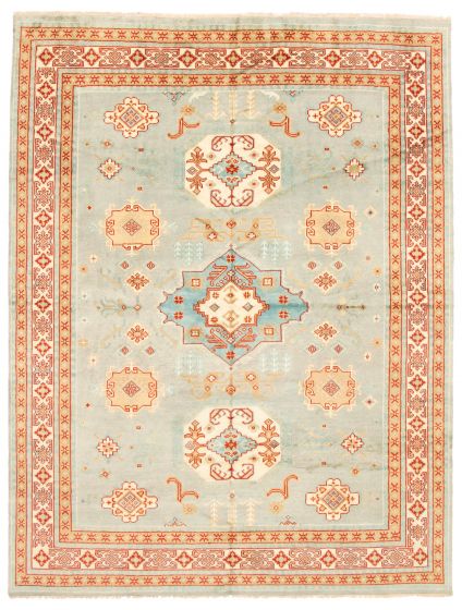Bordered  Traditional Blue Area rug 9x12 Indian Hand-knotted 310347