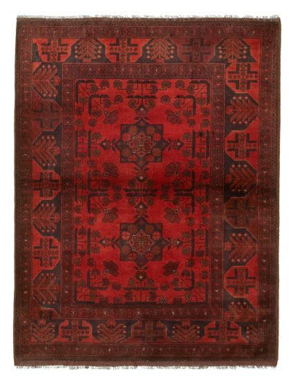 Bordered  Tribal Red Area rug 3x5 Afghan Hand-knotted 329613