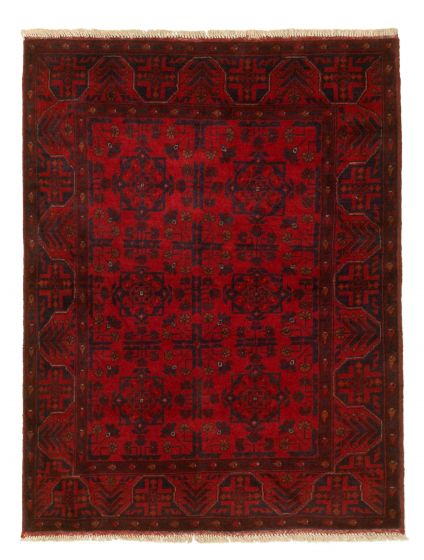 Bordered  Tribal Red Area rug 3x5 Afghan Hand-knotted 329618