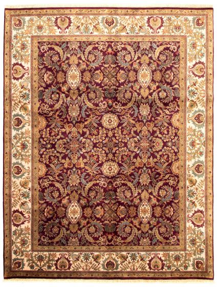 Bordered  Traditional Red Area rug 6x9 Indian Hand-knotted 335438