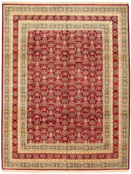 Bordered  Traditional Red Area rug 9x12 Pakistani Hand-knotted 337658