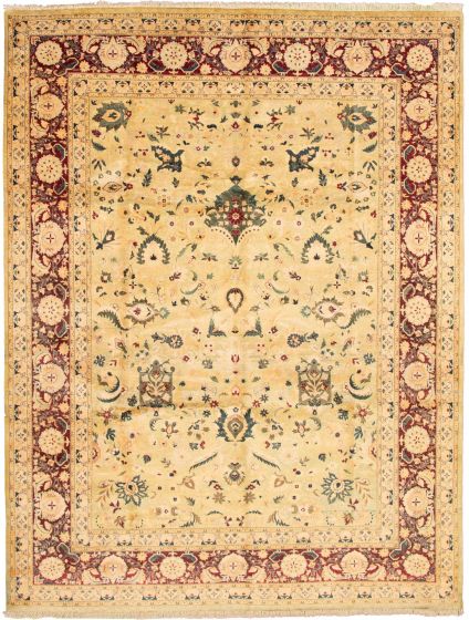 Bordered  Traditional Green Area rug 9x12 Pakistani Hand-knotted 338023