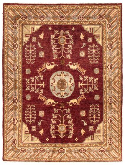 Bordered  Traditional Red Area rug 4x6 Afghan Hand-knotted 345855