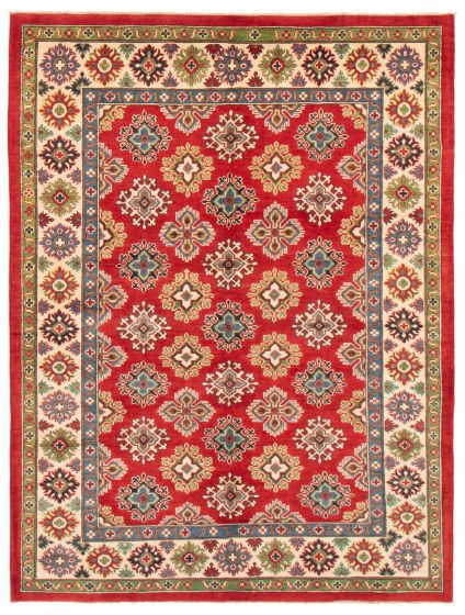 Bordered  Traditional Red Area rug 5x8 Afghan Hand-knotted 360247