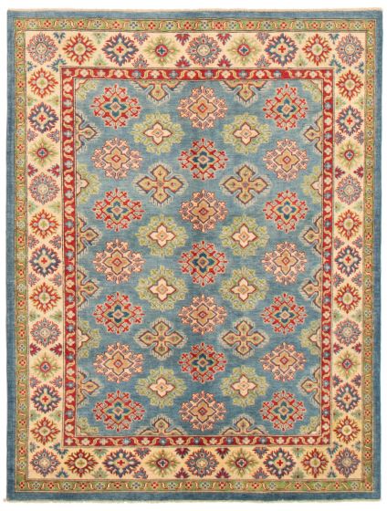 Bordered  Traditional Blue Area rug 5x8 Afghan Hand-knotted 360267
