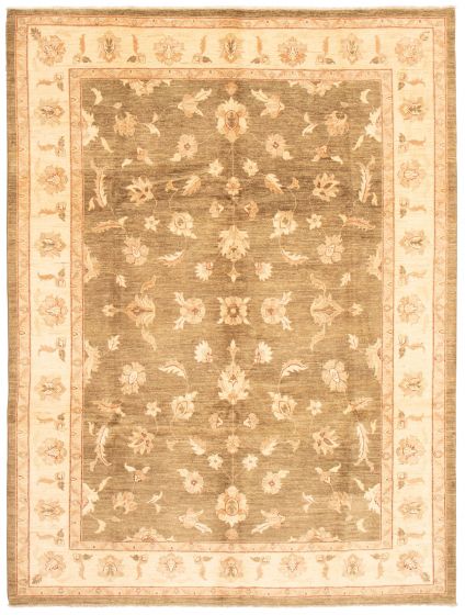 Bordered  Traditional Green Area rug 9x12 Indian Hand-knotted 362440
