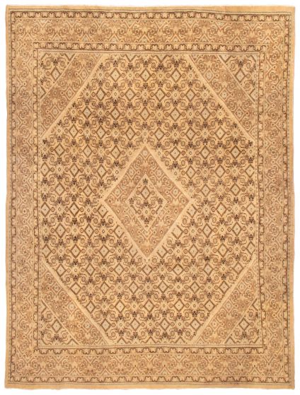 Bordered  Vintage Green Area rug 9x12 Turkish Hand-knotted 368861