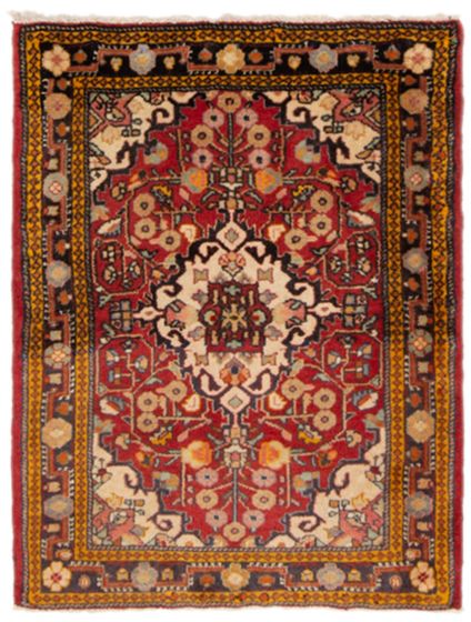 Bordered  Traditional Red Area rug 2x3 Persian Hand-knotted 373544