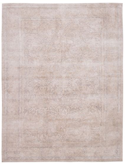 Bordered  Vintage/Distressed Yellow Area rug 9x12 Turkish Hand-knotted 374271